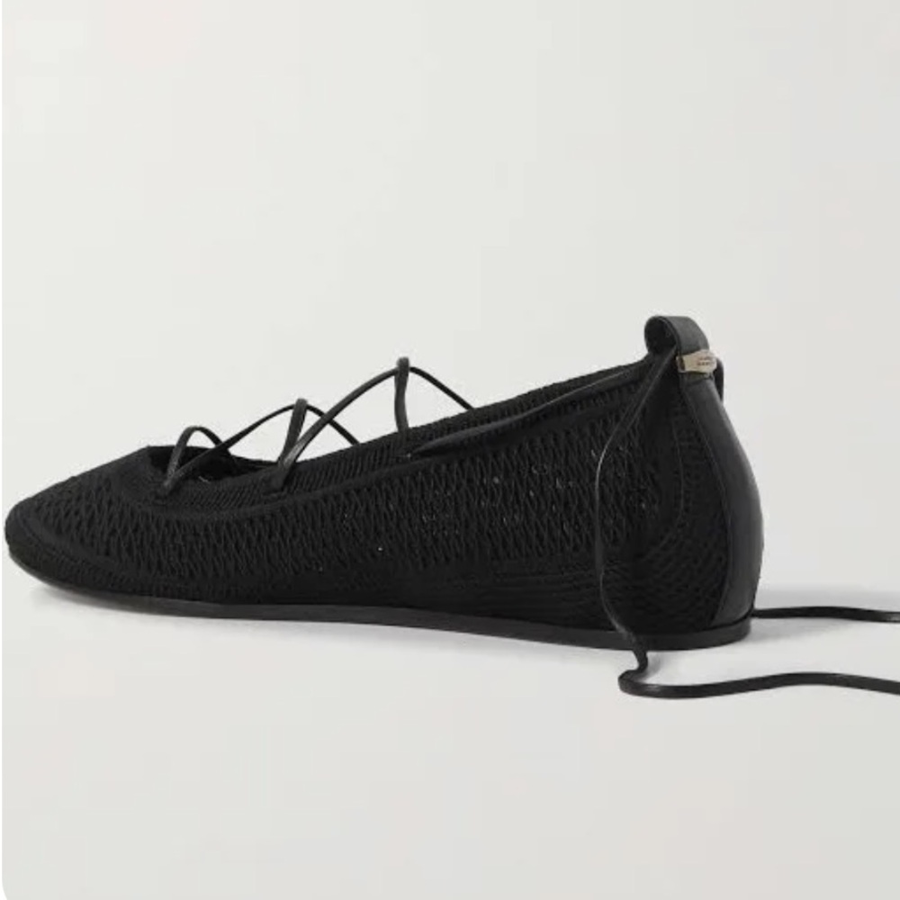 Isabel Marant Black Crochet Lace-Up Ballet Flats - Picture 5 of 6